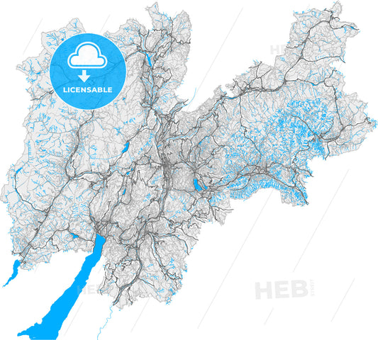 Trento, Trentino-Alto Adige/Südtirol, Italy, high quality vector map