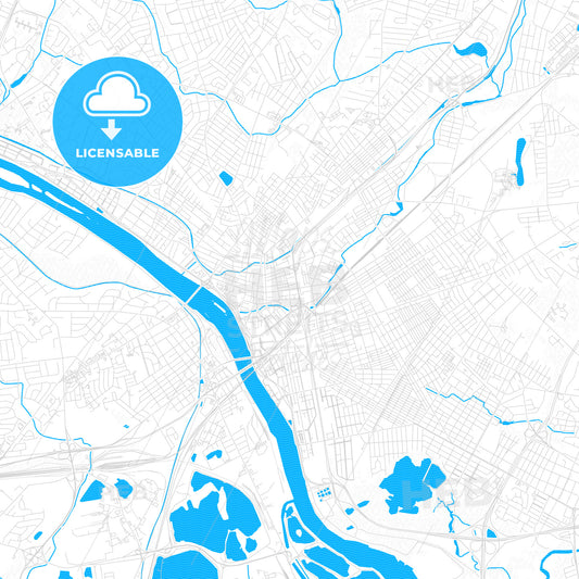 Trenton, New Jersey, United States, PDF vector map with water in focus