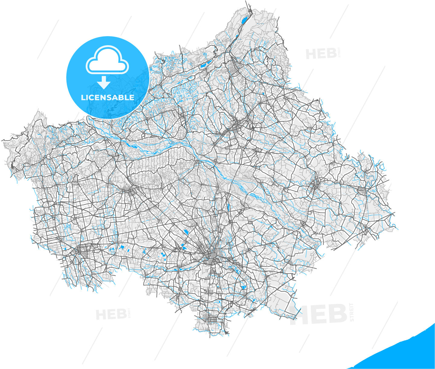 Treviso, Veneto, Italy, high quality vector map