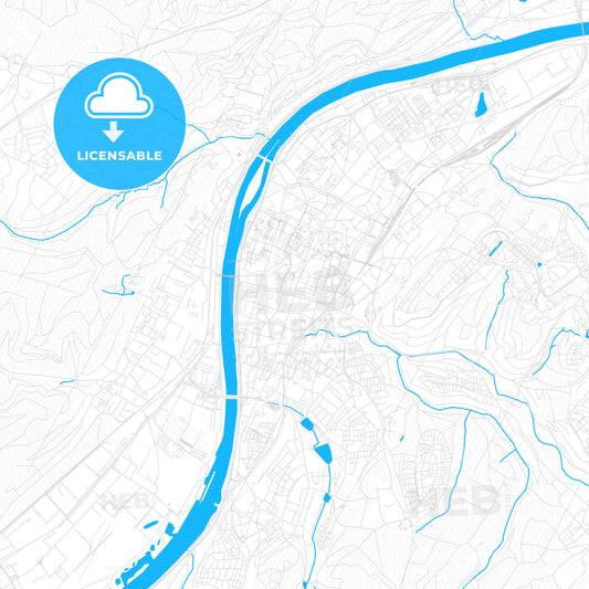 Trier, Germany PDF vector map with water in focus
