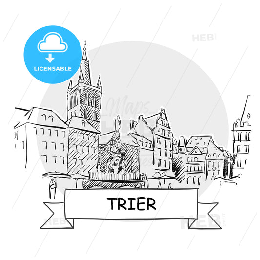 Trier hand-drawn urban vector sign – instant download