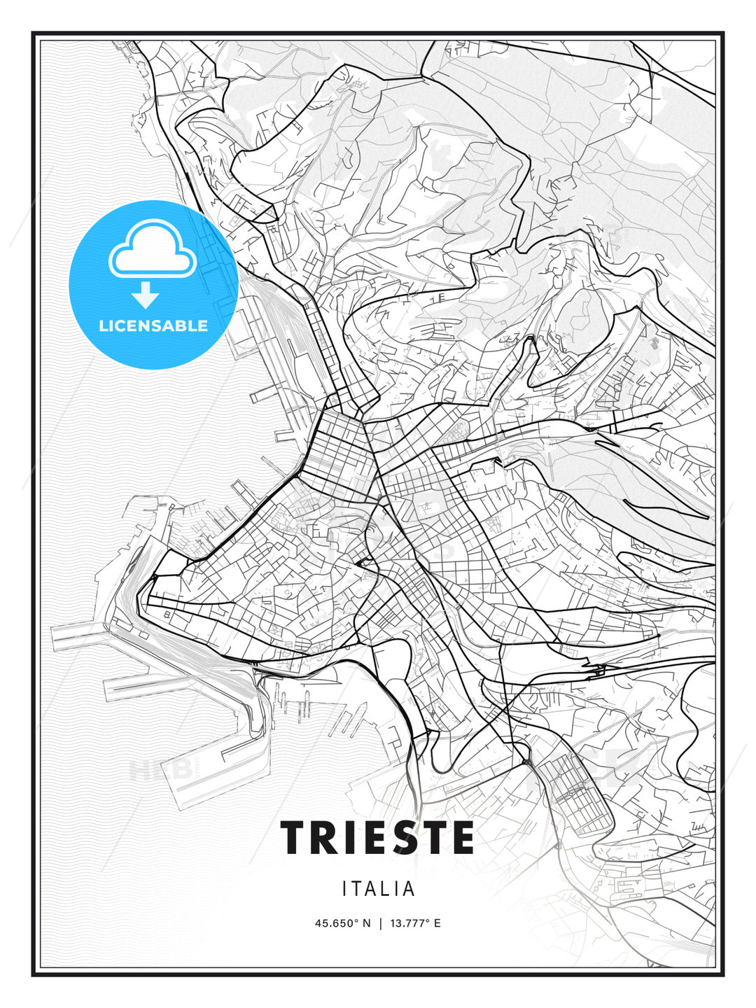 Trieste, Italy, Modern Print Template in Various Formats - HEBSTREITS Sketches