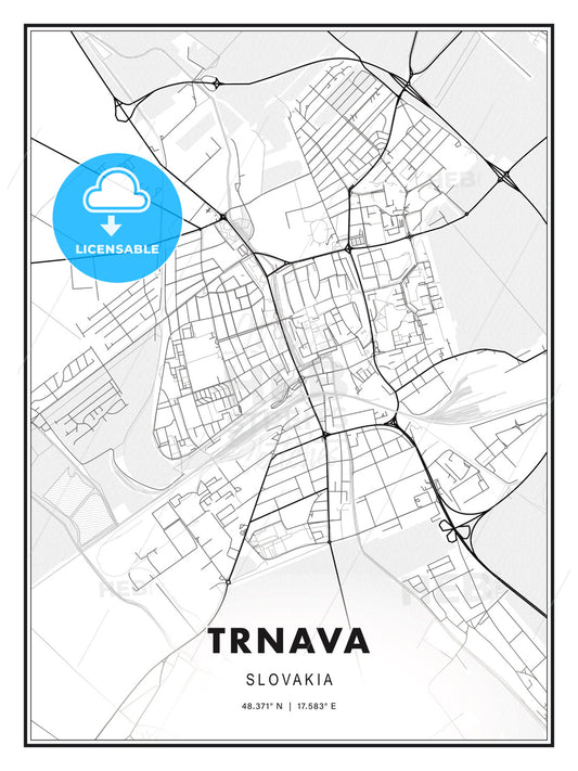 Trnava, Slovakia, Modern Print Template in Various Formats - HEBSTREITS Sketches