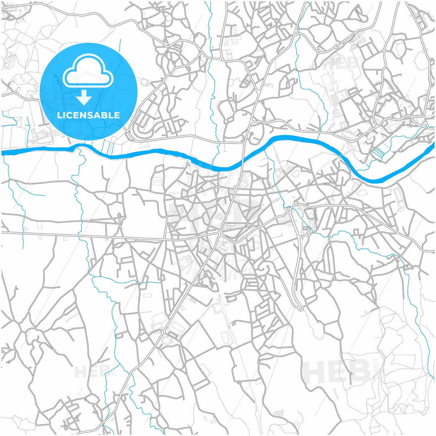 Trofa, Porto District, Portugal, city map with high quality roads.