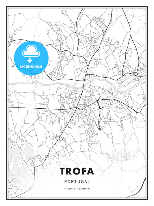Trofa, Portugal, Modern Print Template in Various Formats - HEBSTREITS Sketches