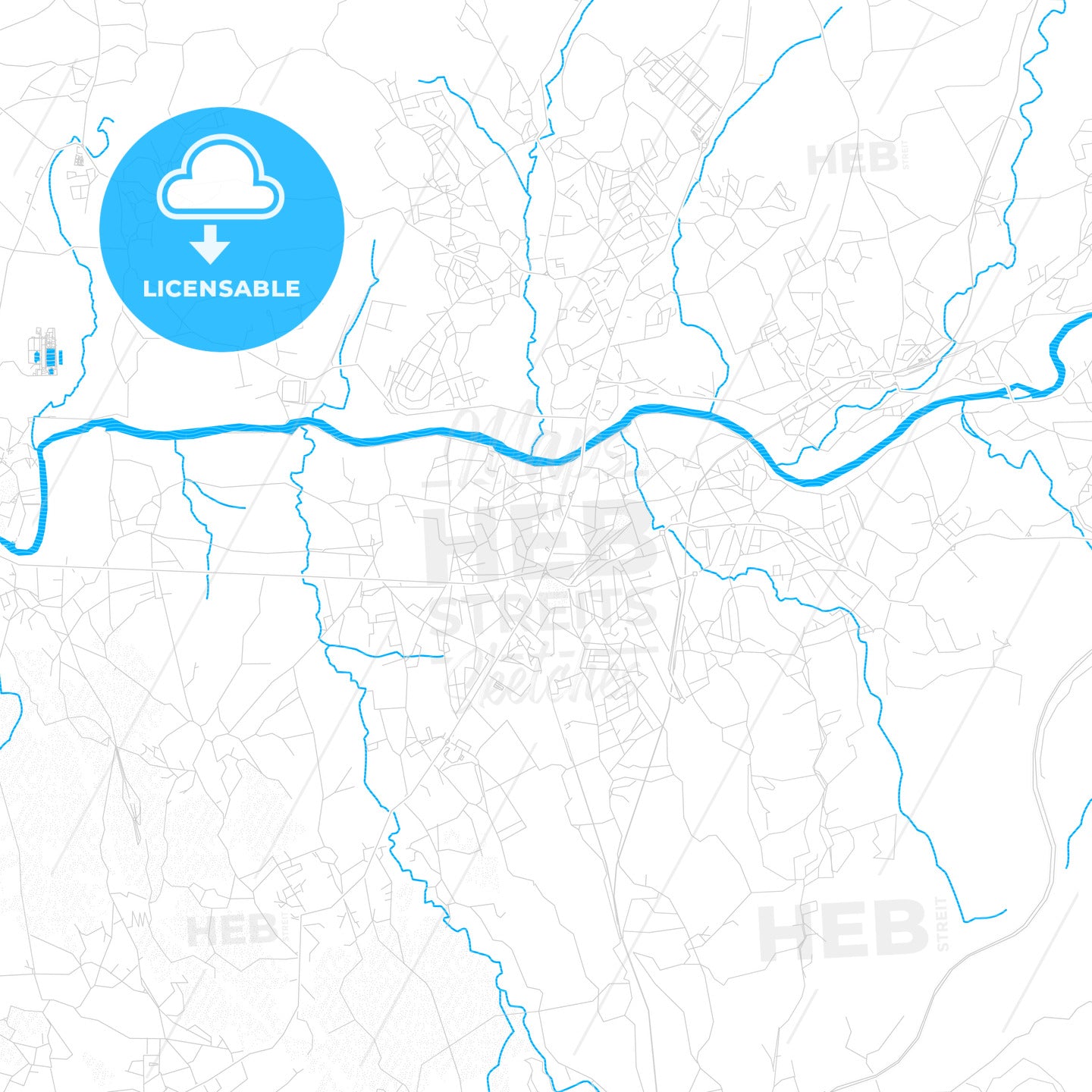 Trofa, Portugal PDF vector map with water in focus