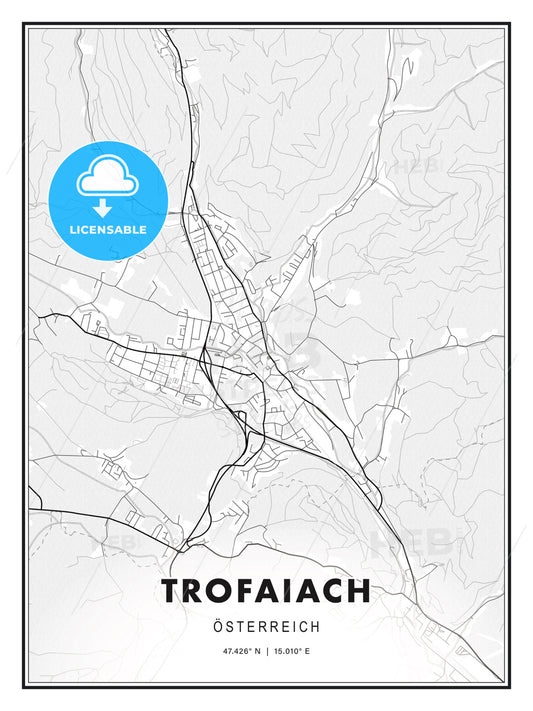 Trofaiach, Austria, Modern Print Template in Various Formats - HEBSTREITS Sketches