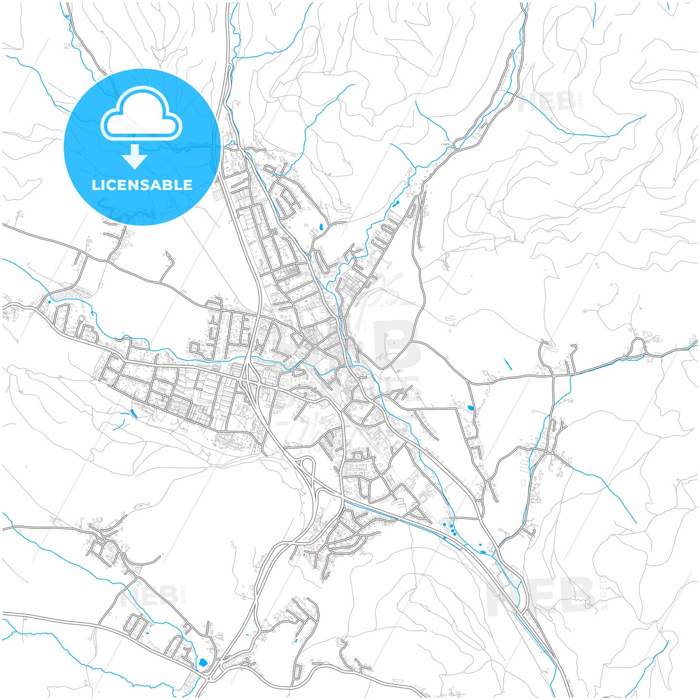 Trofaiach, Styria, Austria, city map with high quality roads.