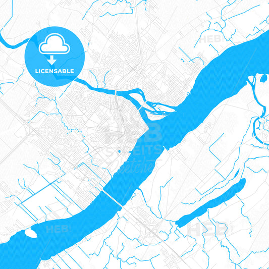 Trois-Rivières, Canada PDF vector map with water in focus