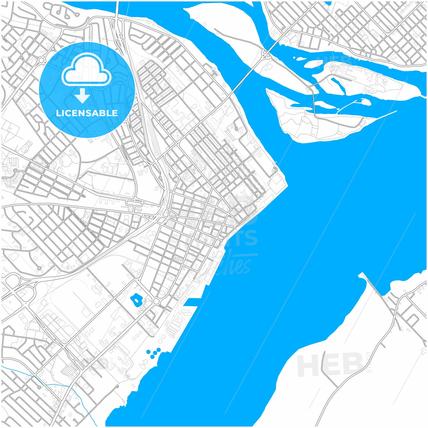 Trois-Rivières, Quebec, Canada, city map with high quality roads.