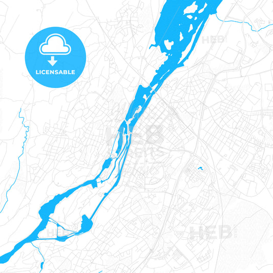 Trollhättan, Sweden PDF vector map with water in focus