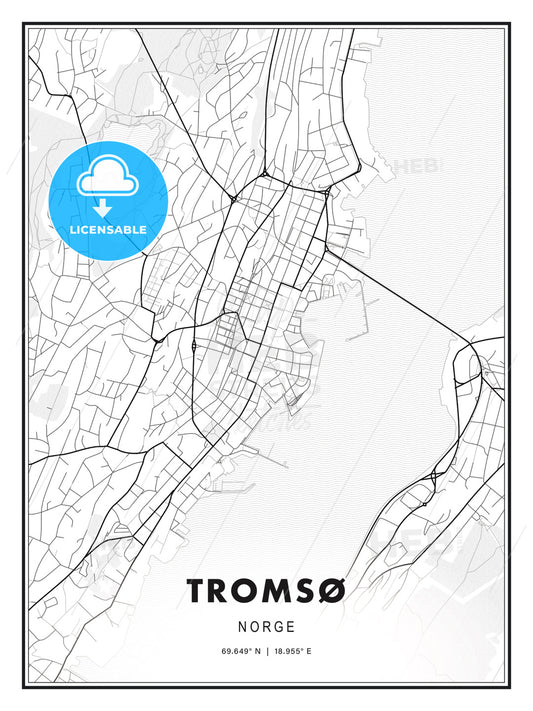 Tromsø, Norway, Modern Print Template in Various Formats - HEBSTREITS Sketches