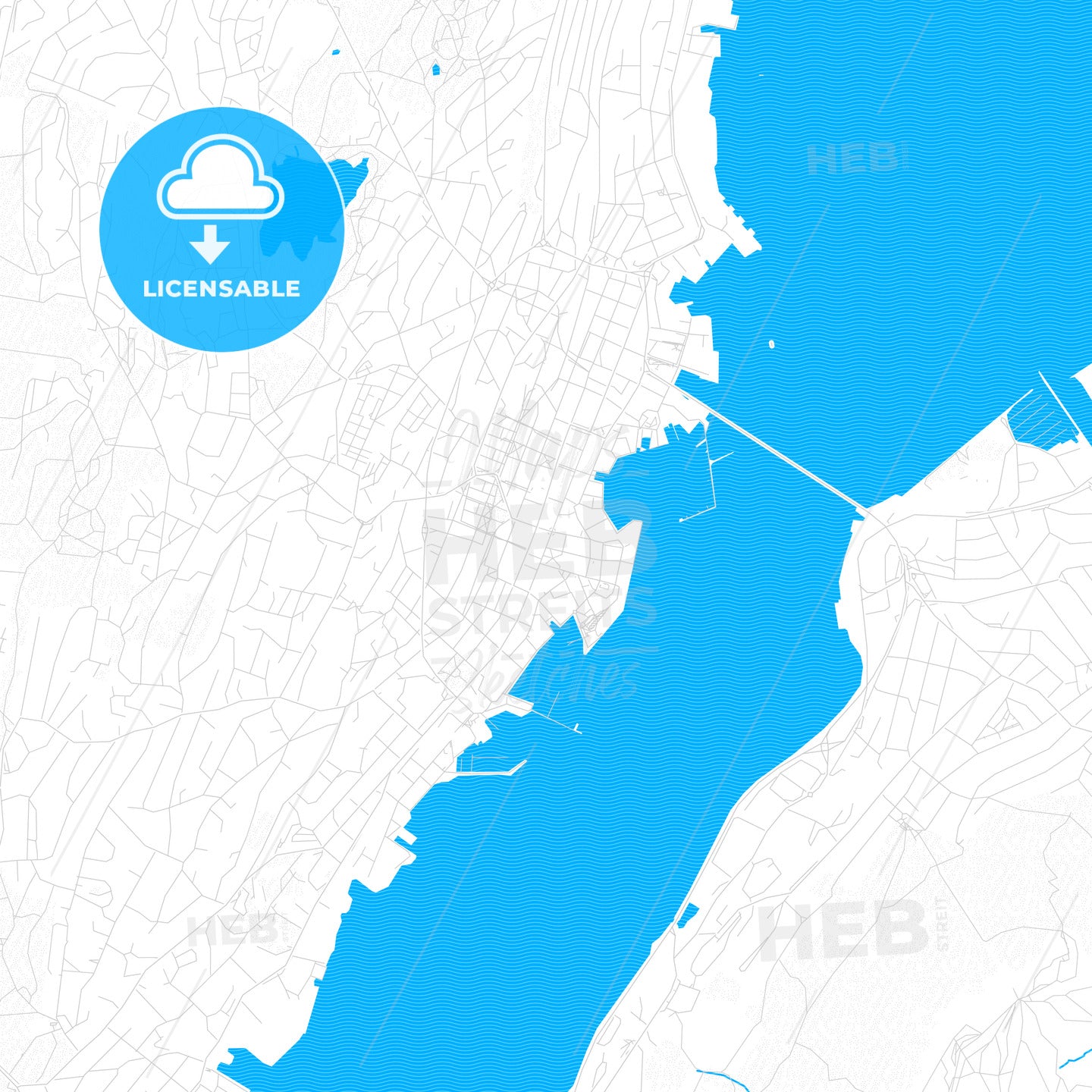 Tromsø, Norway PDF vector map with water in focus