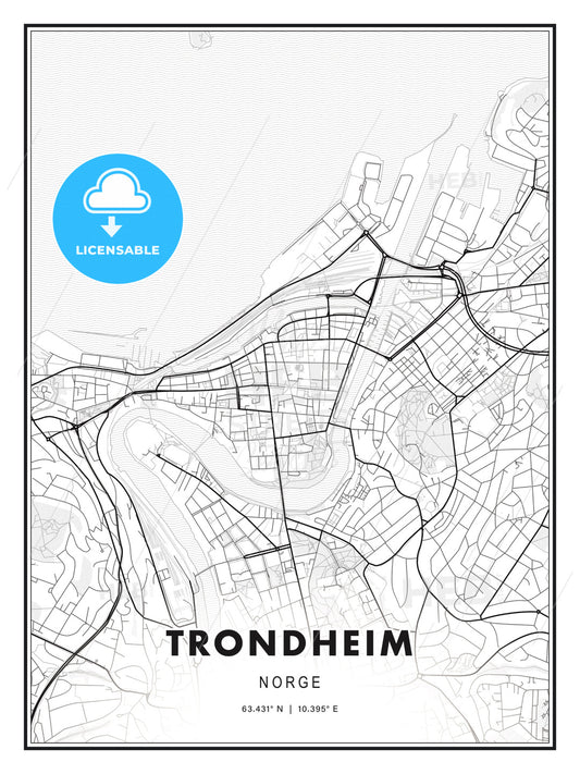 Trondheim, Norway, Modern Print Template in Various Formats - HEBSTREITS Sketches