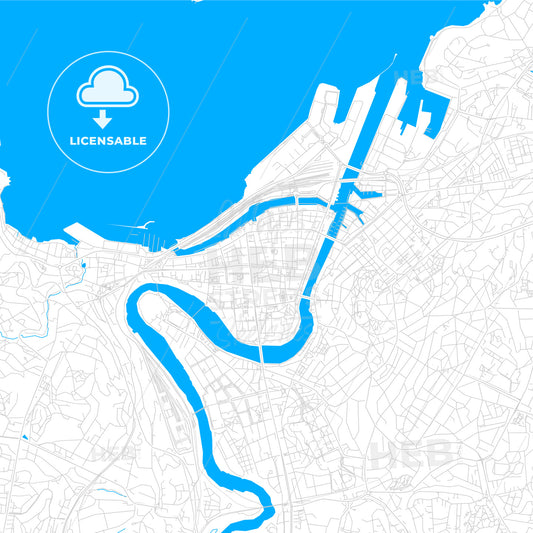 Trondheim, Norway bright two-toned vector map