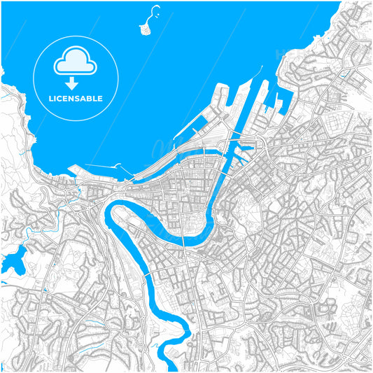 Trondheim, Trøndelag, Norway, city map with high quality roads.