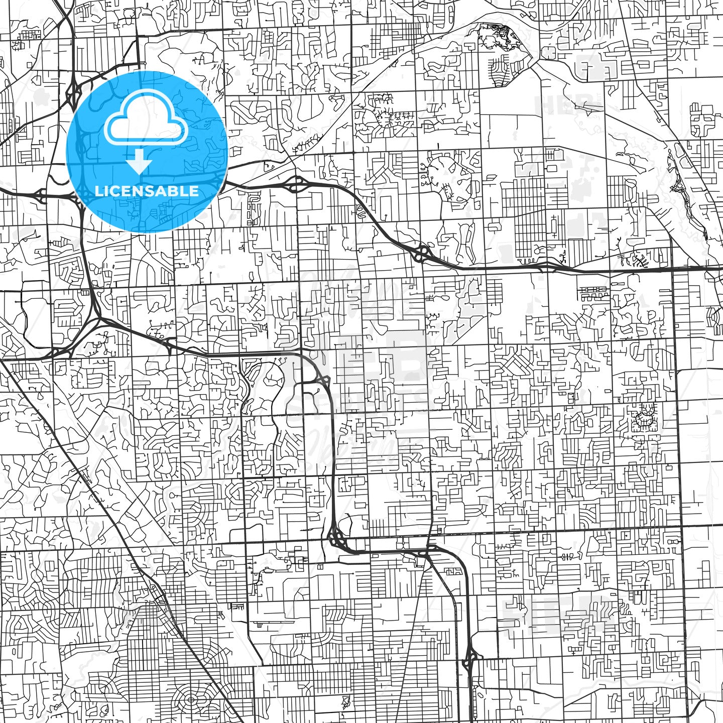 Troy, Michigan - Area Map - Light