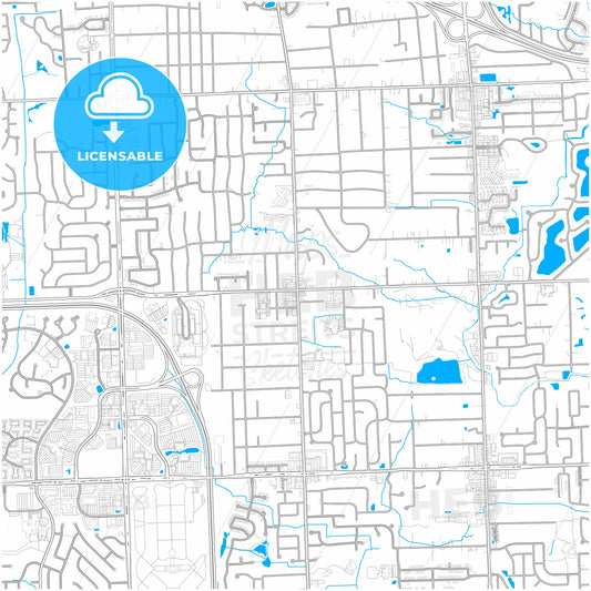 Troy, Michigan, United States, city map with high quality roads.