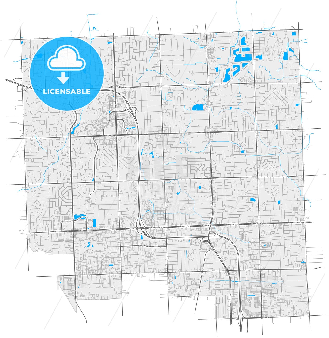 Troy, Michigan, United States, high quality vector map