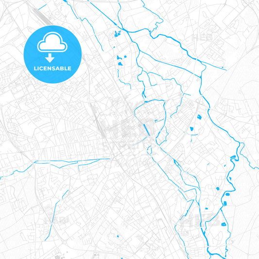 Troyes, France PDF vector map with water in focus