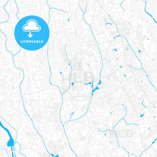 Tsukuba, Japan PDF vector map with water in focus