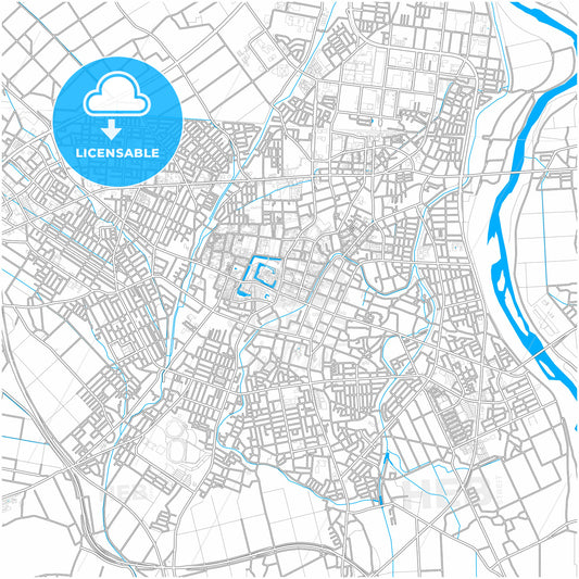 Tsuruoka, Yamagata, Japan, city map with high quality roads.