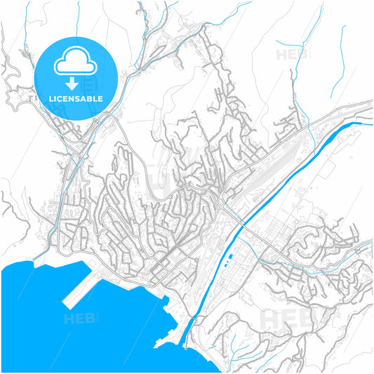 Tuapse, Krasnodar Krai, Russia, city map with high quality roads.