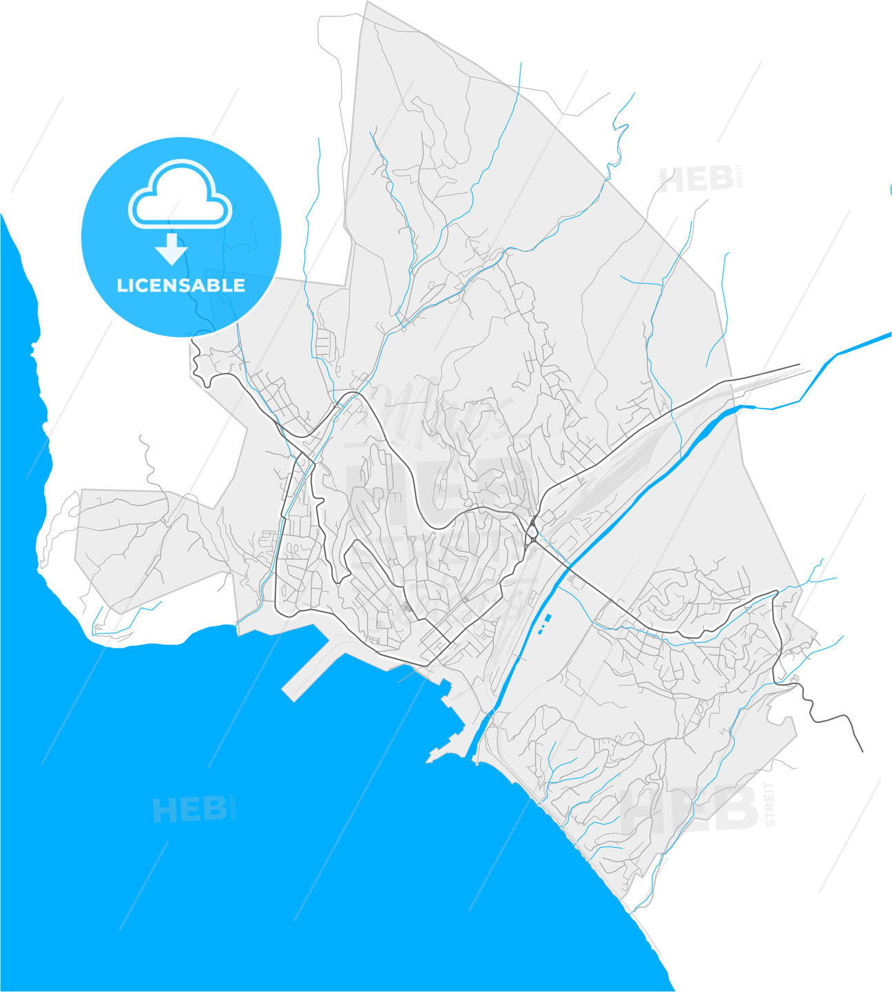 Tuapse, Krasnodar Krai, Russia, high quality vector map