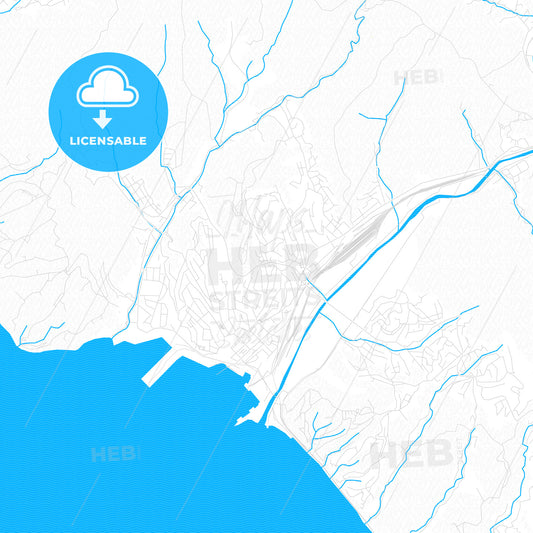 Tuapse, Russia PDF vector map with water in focus