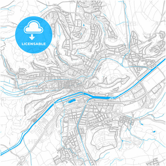 Tubingen, Baden-Wuerttemberg, Germany, city map with high quality roads.