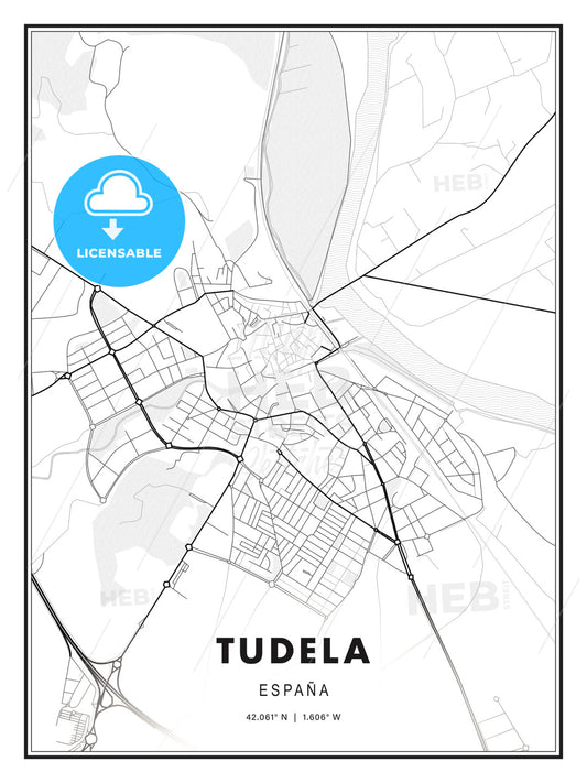 Tudela, Spain, Modern Print Template in Various Formats - HEBSTREITS Sketches