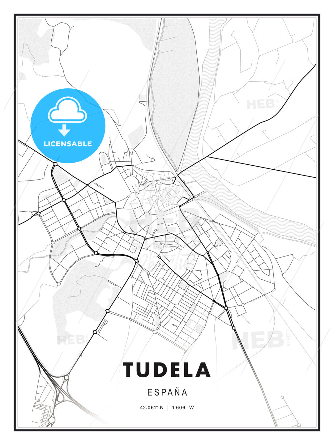 Tudela, Spain, Modern Print Template in Various Formats - HEBSTREITS Sketches