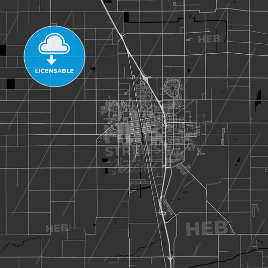 Tulare, California - Area Map - Dark