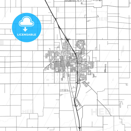 Tulare, California - Area Map - Light