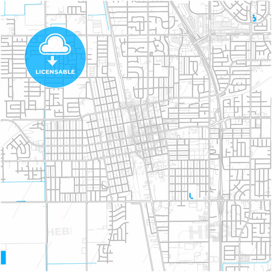 Tulare, California, United States, city map with high quality roads.