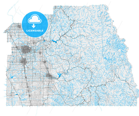 Tulare, California, United States, high quality vector map