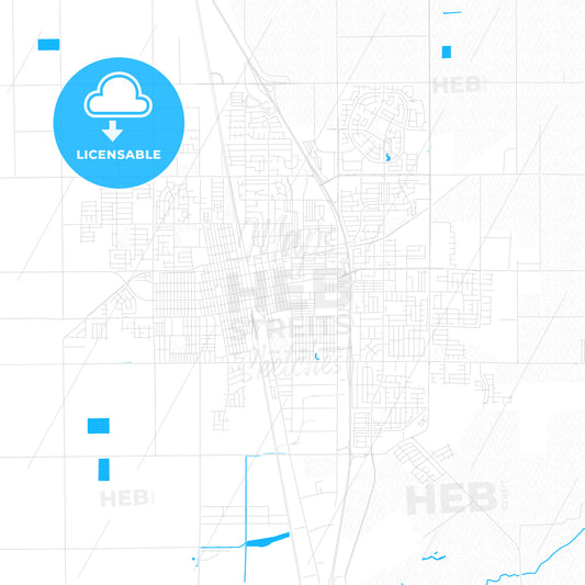 Tulare, California, United States, PDF vector map with water in focus