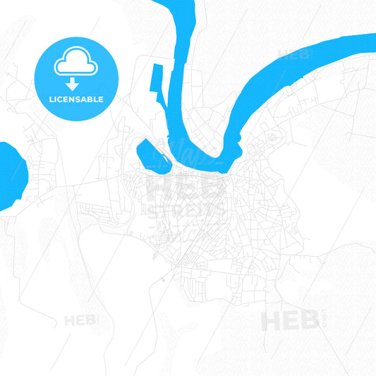 Tulcea, Romania PDF vector map with water in focus