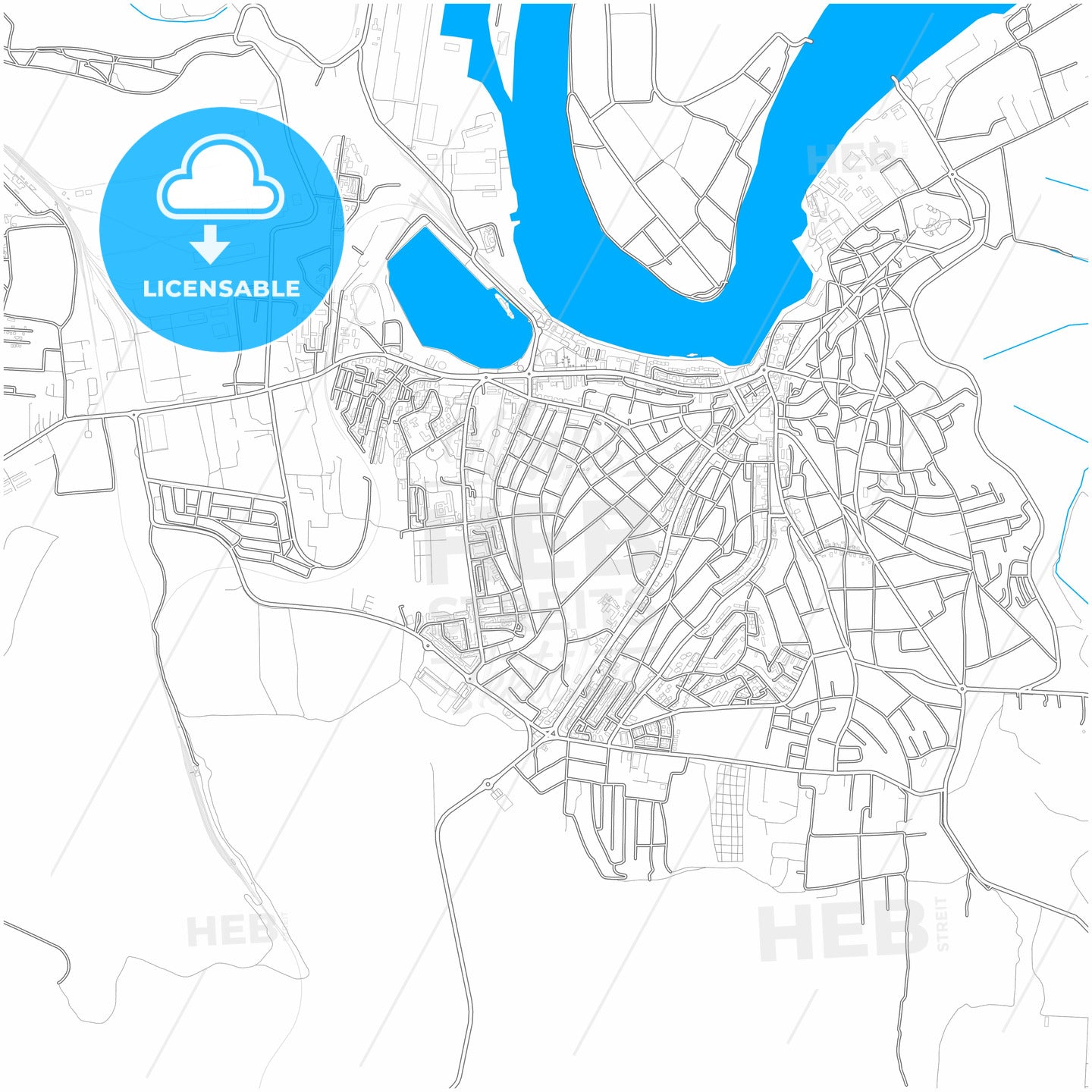 Tulcea, Tulcea, Romania, city map with high quality roads.