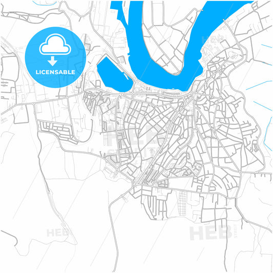 Tulcea, Tulcea, Romania, city map with high quality roads.