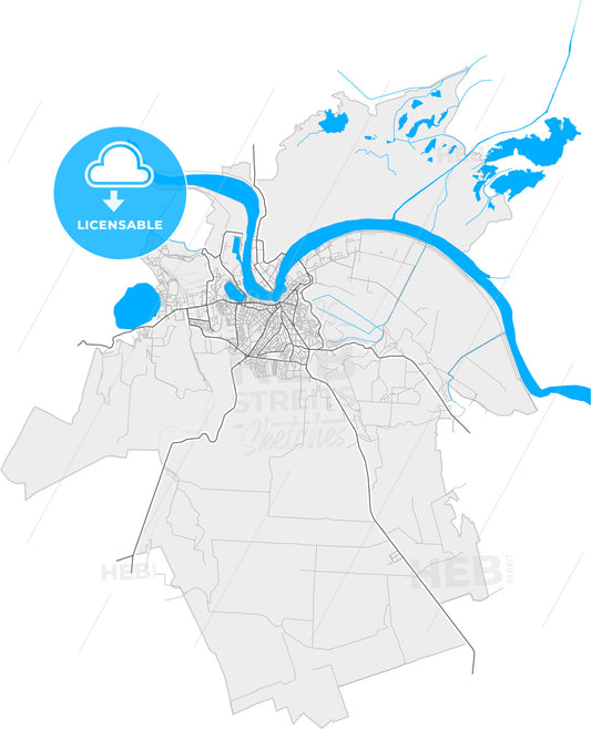 Tulcea, Tulcea, Romania, high quality vector map