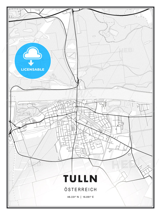 Tulln, Austria, Modern Print Template in Various Formats - HEBSTREITS Sketches