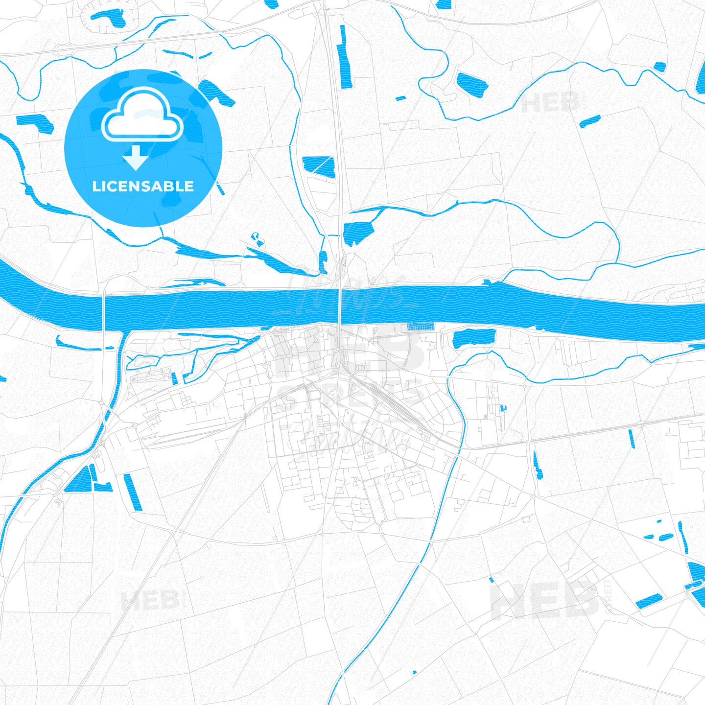 Tulln, Austria PDF vector map with water in focus