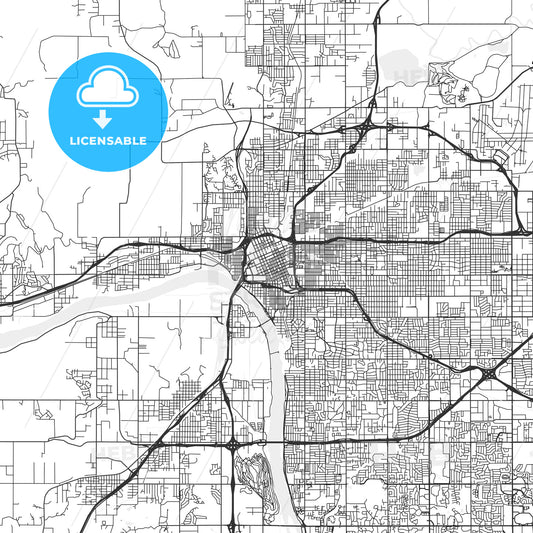 Tulsa, Oklahoma - Area Map - Light