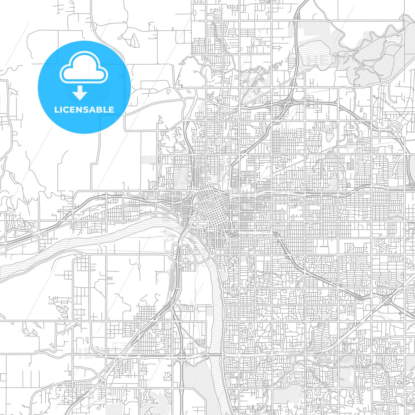 Tulsa, Oklahoma, USA, bright outlined vector map