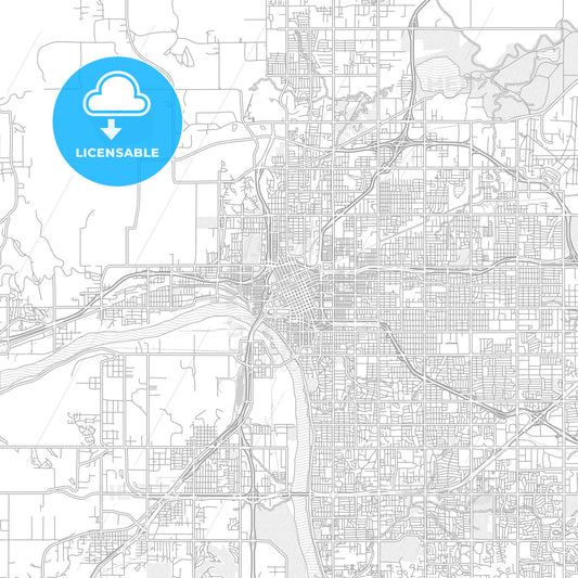 Tulsa, Oklahoma, USA, bright outlined vector map