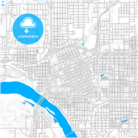 Tulsa, Oklahoma, United States, city map with high quality roads.