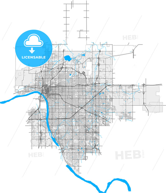 Tulsa, Oklahoma, United States, high quality vector map