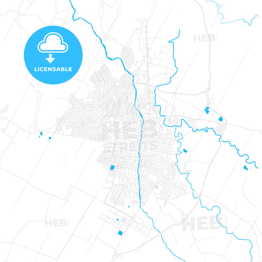 Tulua, Colombia PDF vector map with water in focus