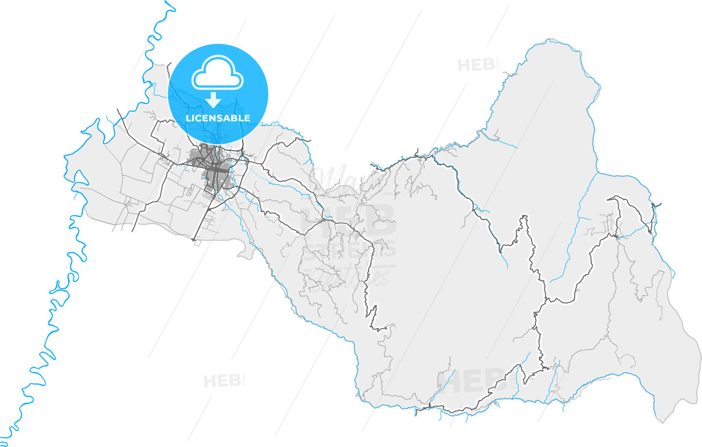 Tulua, Colombia, high quality vector map